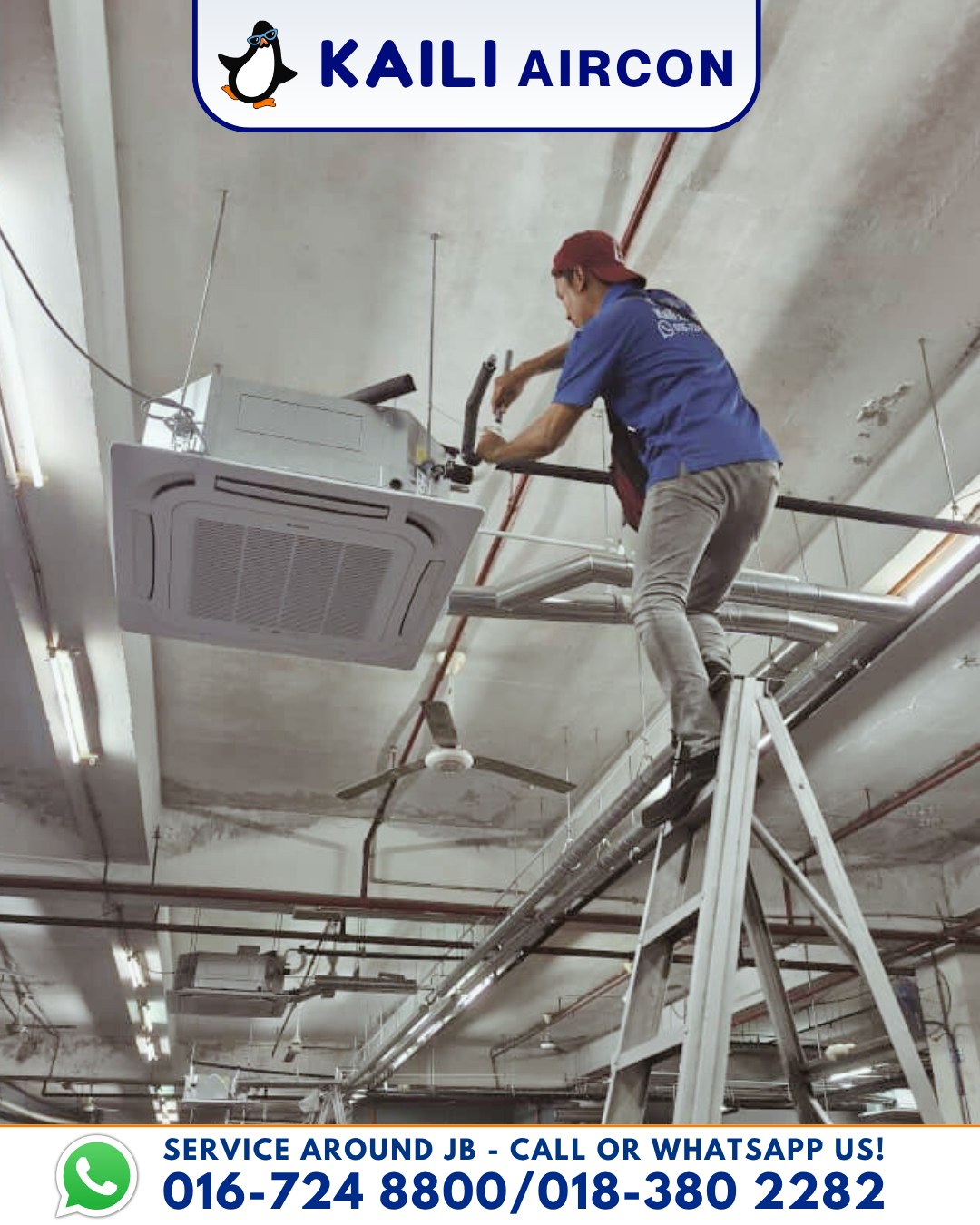 Aircon service work by Kaili Aircon in Johor Bahru